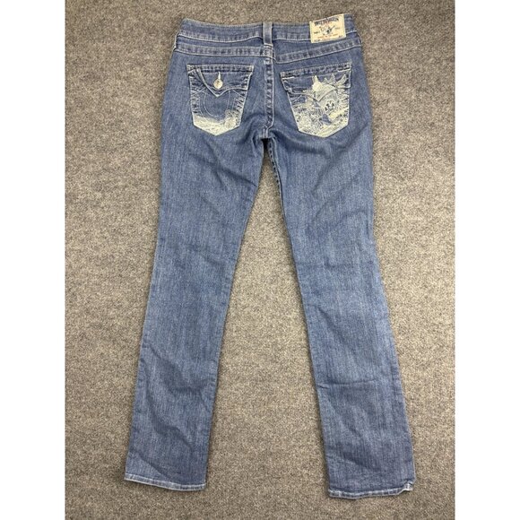True Religion Jeans Womens 28 Blue Straight Leg Made USA Embroidered Pockets - Picture 7 of 9
